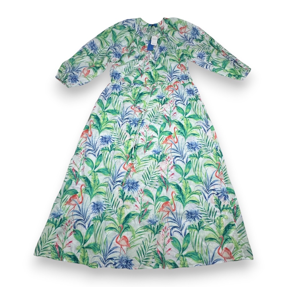 NWT J.McLaughlin Daniella Dress Tropical Flamingo Palm Cotton Women M
